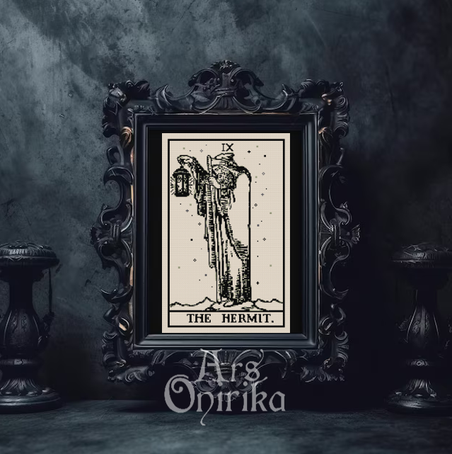 The Hermit Tarot Cross Stitch Pattern – Rider Waite Major Arcana - INTERMEDIATE LEVEL