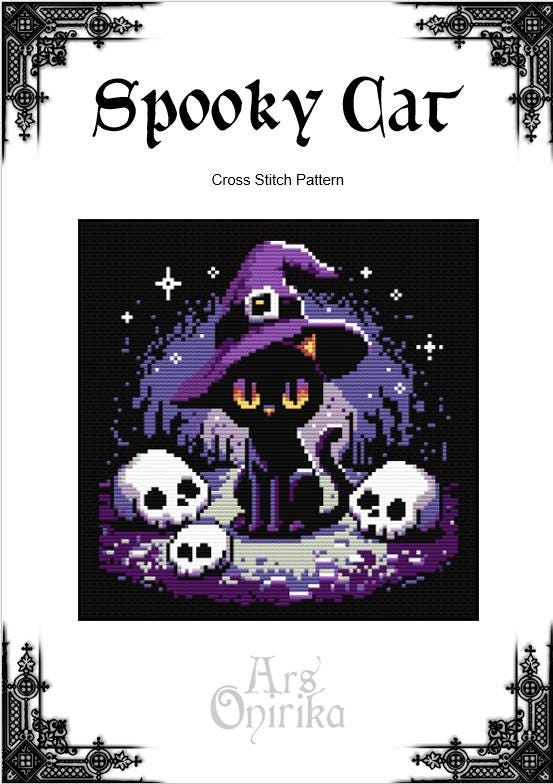 Mystic Black Cat - Cross Stitch Pattern - INTERMEDIATE LEVEL