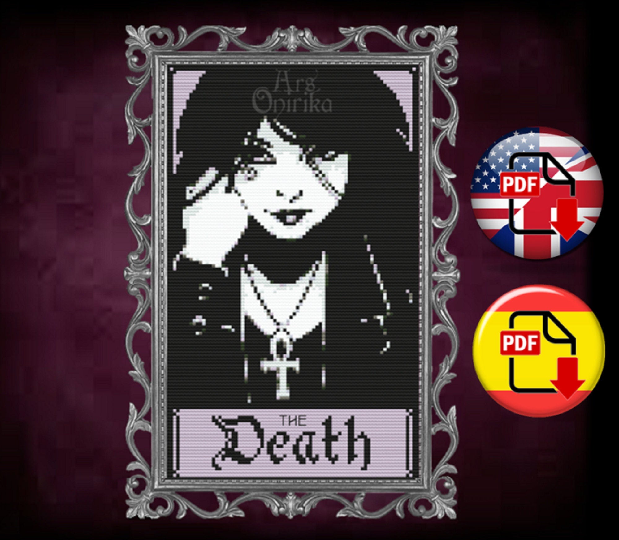 Death Cross Stitch Pattern - Sandman Embroidery (PDF) - EASY LEVEL