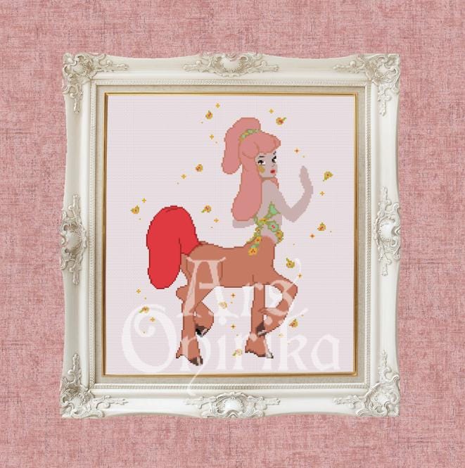 Centaur Lady Cross Stitch Pattern - Pink Fantasy Needlepoint - Mythical Creature - EASY LEVEL