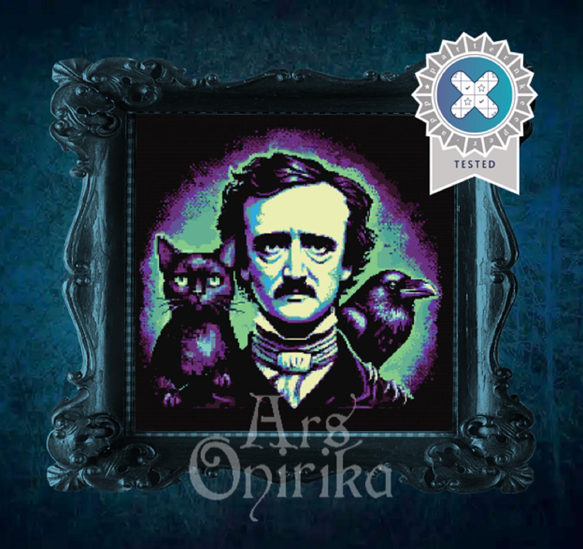 Edgar Allan Poe Cross Stitch Pattern (PDF) – Gothic Halloween Embroidery - INTERMEDIATE LEVEL