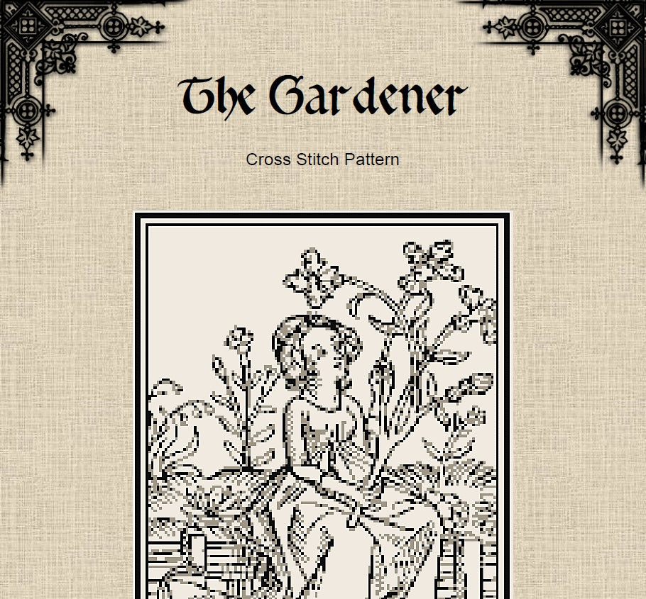 Medieval Gardener Cross Stitch Pattern – Botanical Embroidery (PDF) - INTERMEDIATE LEVEL