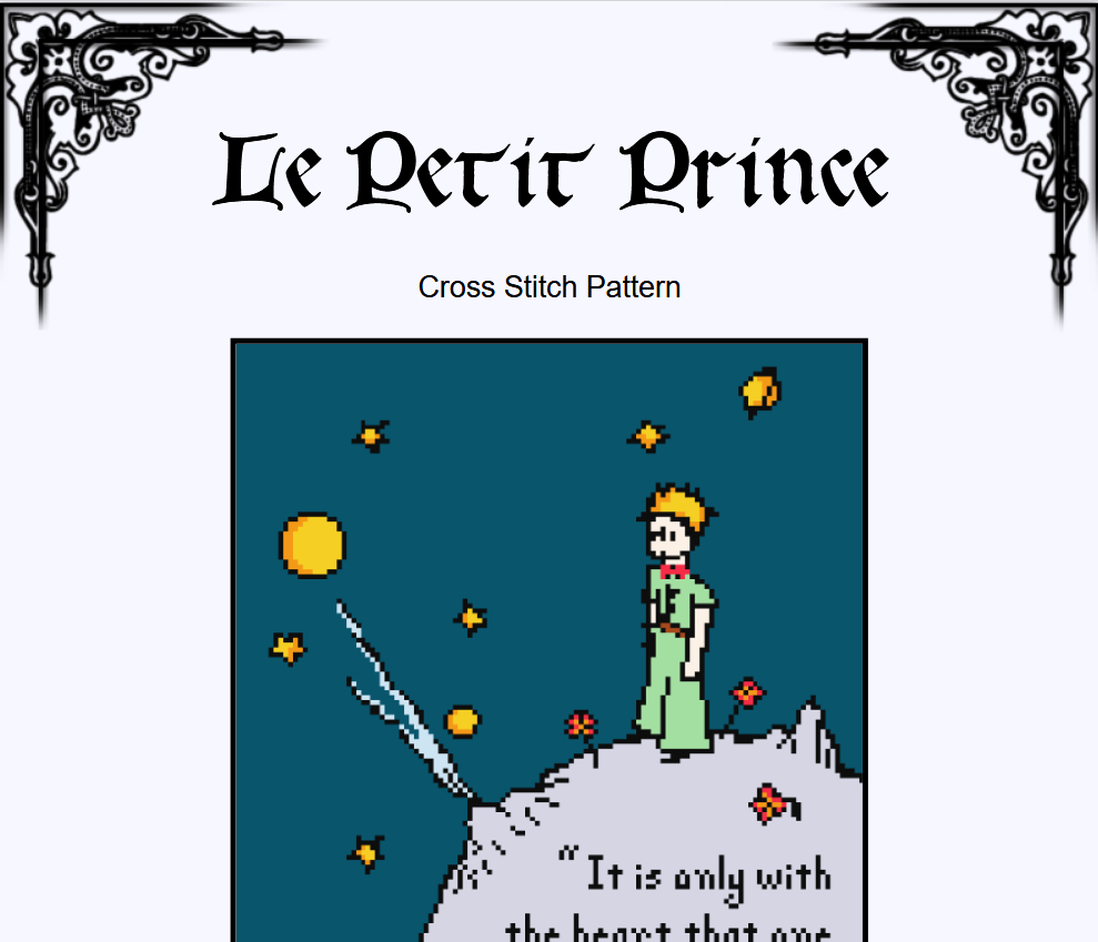 The Little Prince - Cross Stitch Pattern - EASY LEVEL