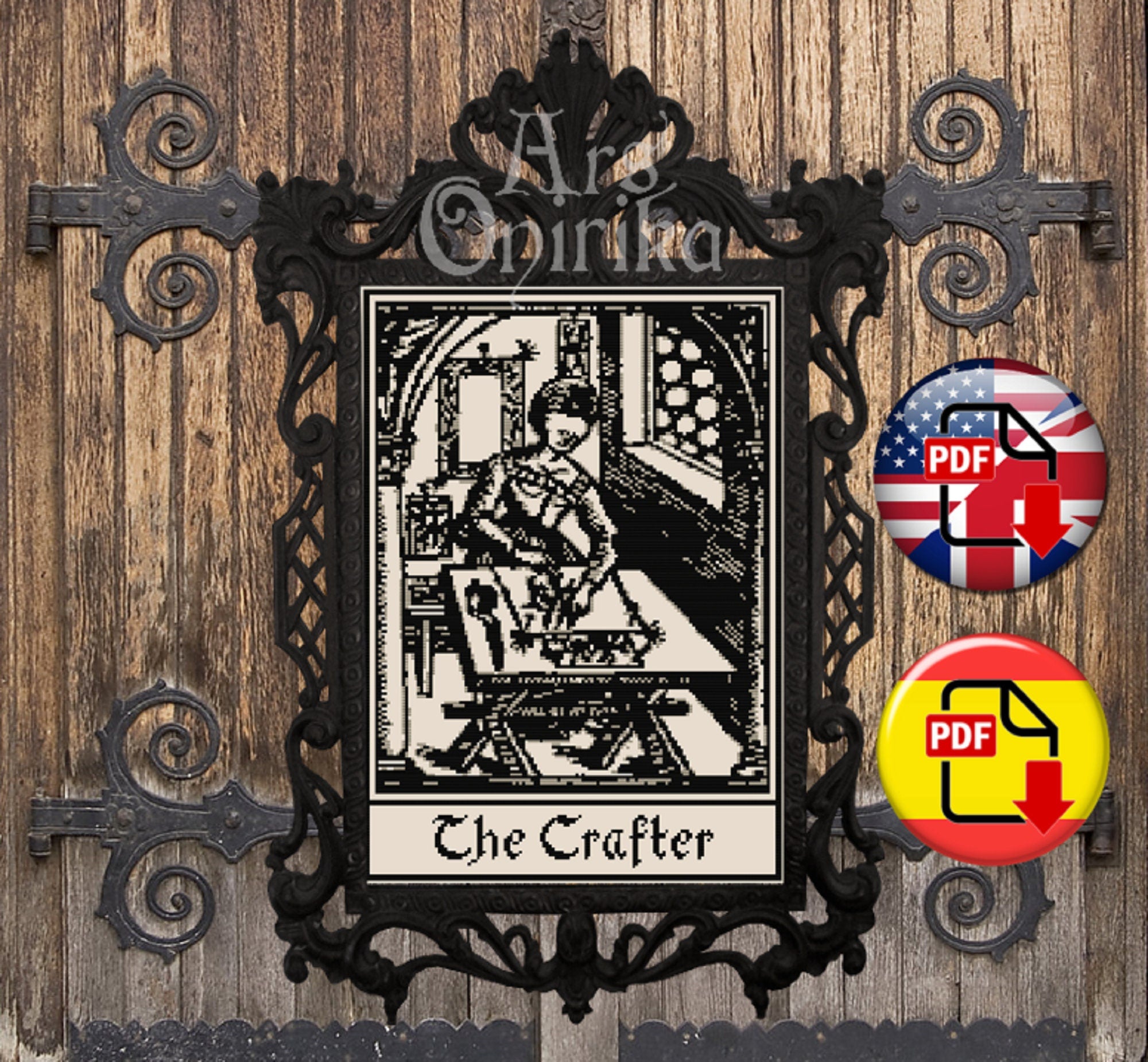 Medieval Crafter Woman - Cross Stitch Pattern - Gothic Embroidery (PDF) - INTERMEDIATE LEVEL