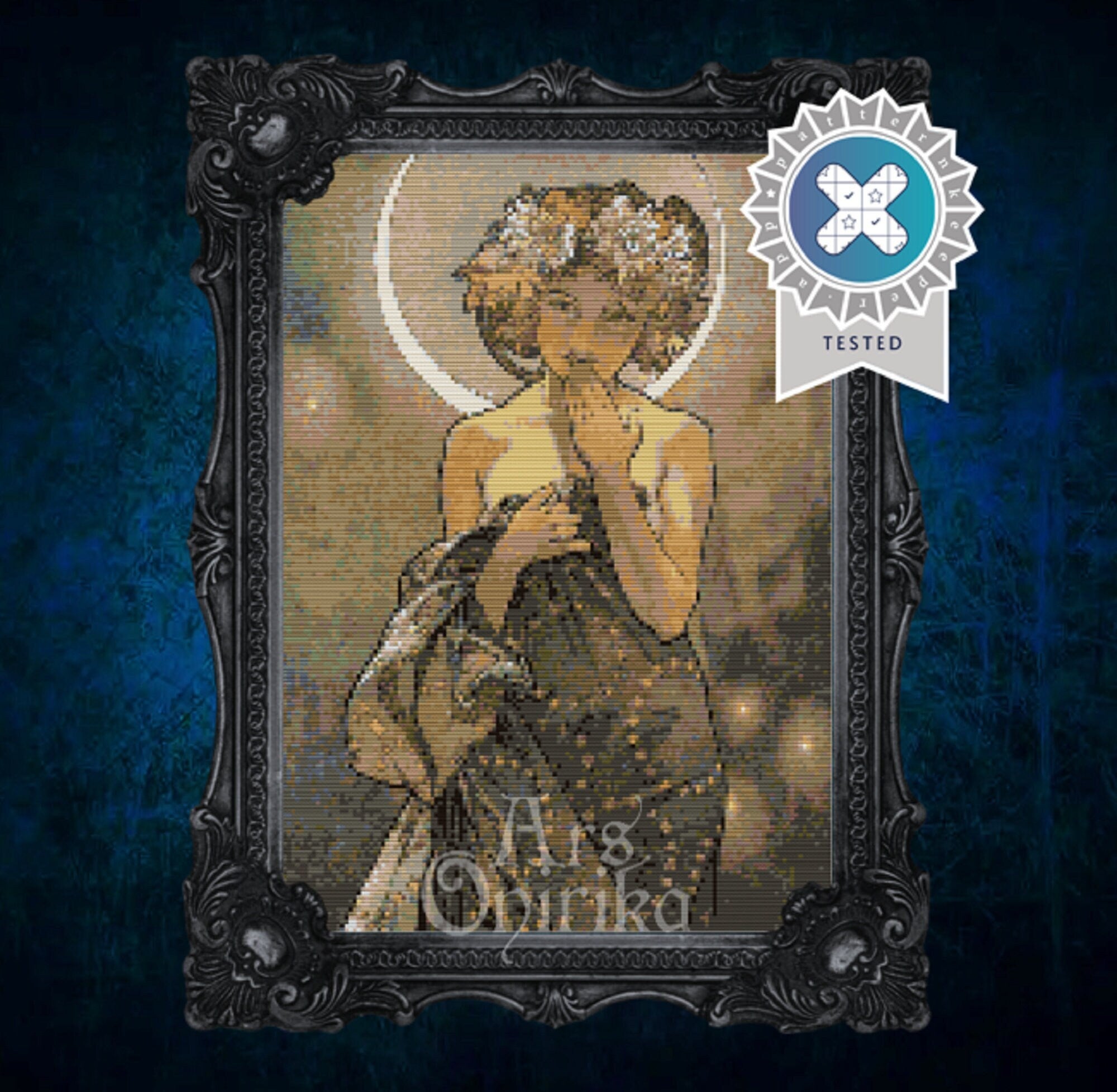 Art Nouveau Moon Cross Stitch Pattern – Alphonse Mucha (PDF) - ADVANCED LEVEL