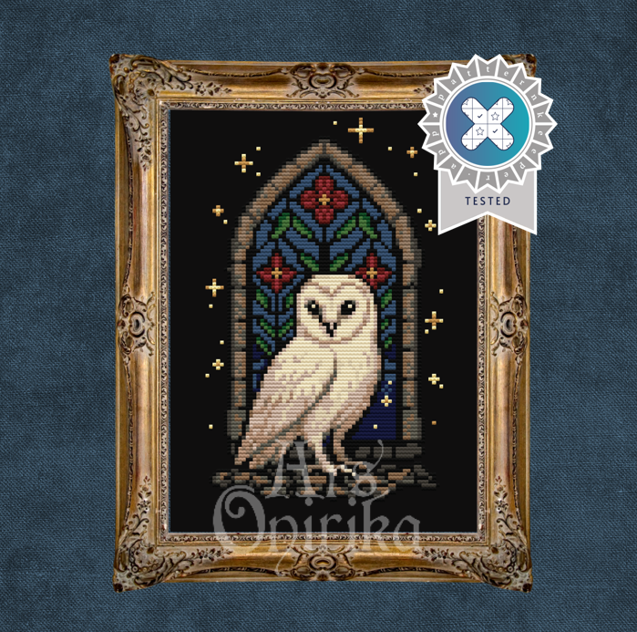 Cathedral Owl Cross Stitch Pattern (PDF) – Medieval Sampler - EASY LEVEL
