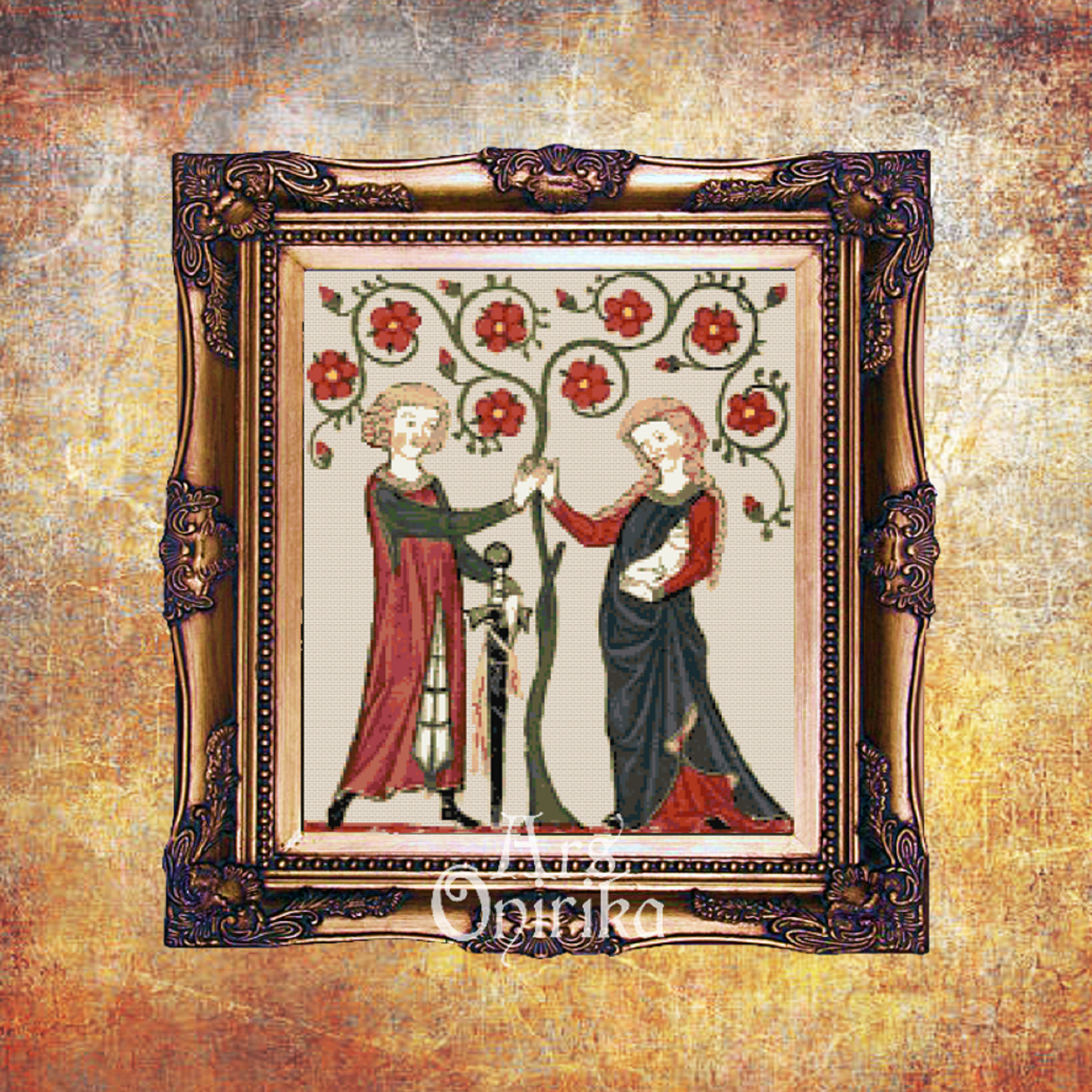 Medieval Cross Stitch Pattern – Codex Manese (PDF) - INTERMEDIATE LEVEL