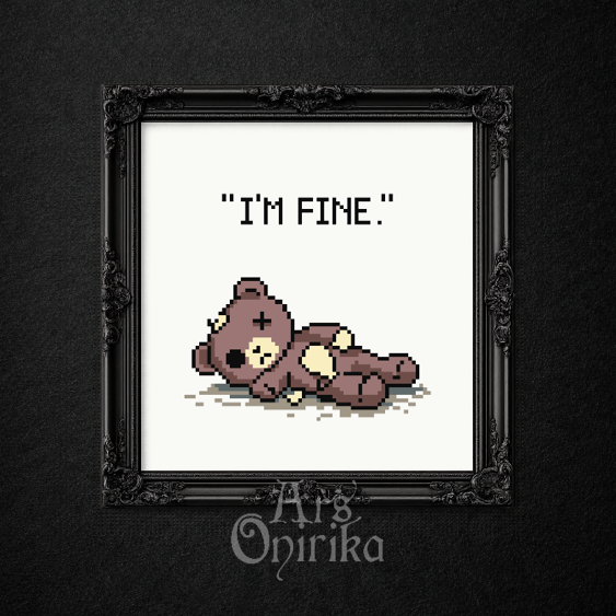 I’m Fine Cross Stitch Pattern – Dark Humor Gothic Embroidery (PDF) - EASY LEVEL