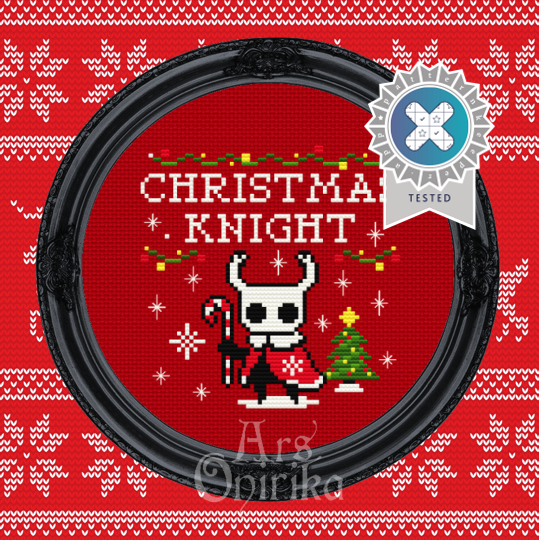 Christmas Knight Cross Stitch Pattern – Hollow Fantasy Gamer (PDF) - EASY LEVEL