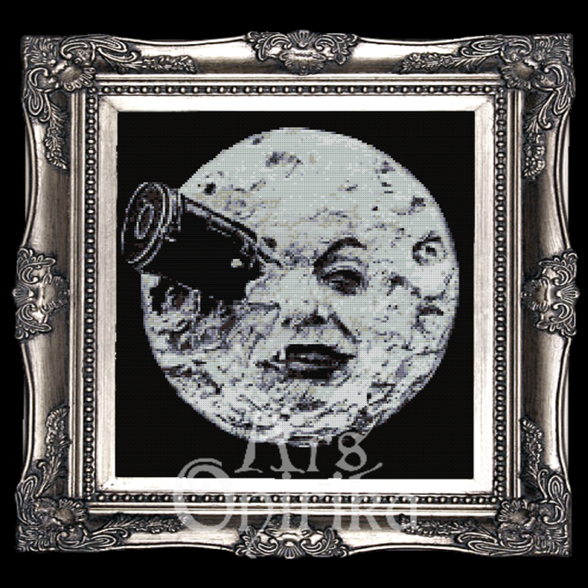 Trip to the Moon Cross Stitch Pattern (PDF) – 1902 Vintage Film - INTERMEDIATE LEVEL
