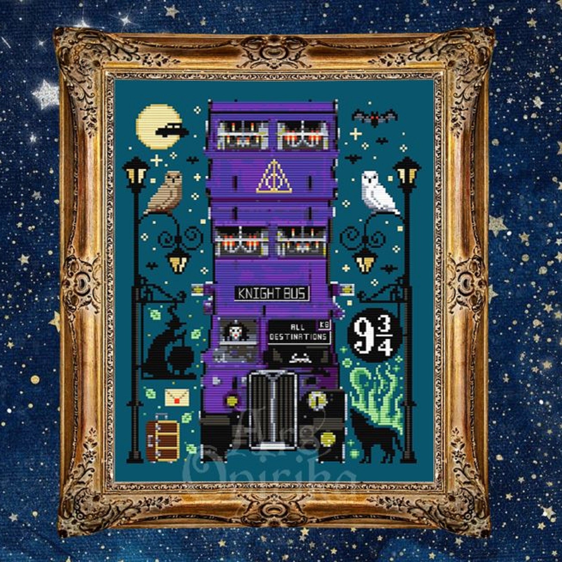 Knight Bus Cross Stitch Pattern – Fantasy Night Ride (PDF) - INTERMEDIATE LEVEL