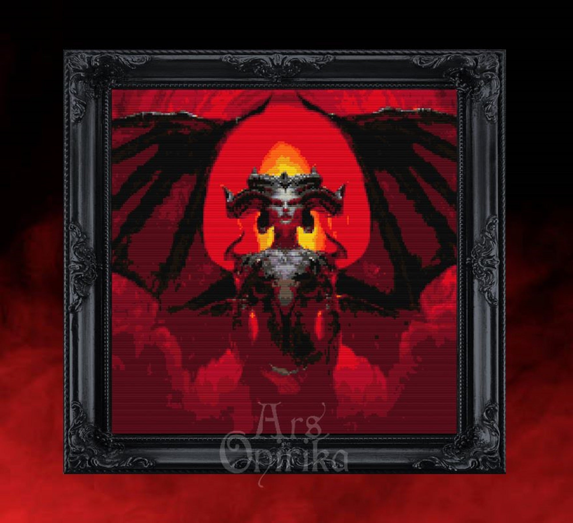 Lilith Gamer Cross Stitch Pattern - Diablo Videogame Sampler (PDF) - INTERMEDIATE LEVEL