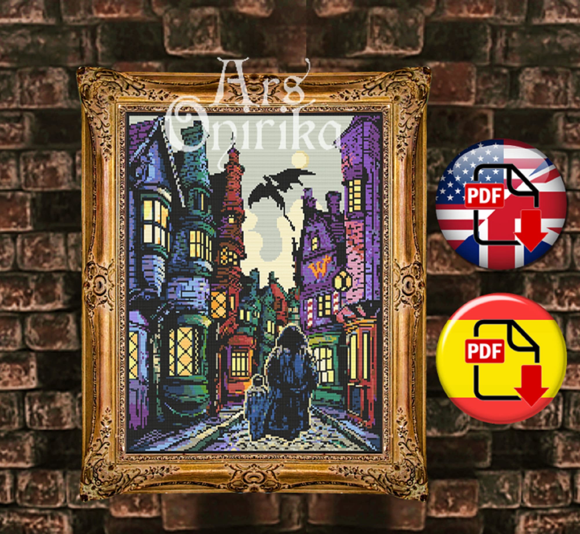 Fantasy Alley Cross Stitch Pattern (PDF) – Magical HP Scene - INTERMEDIATE LEVEL