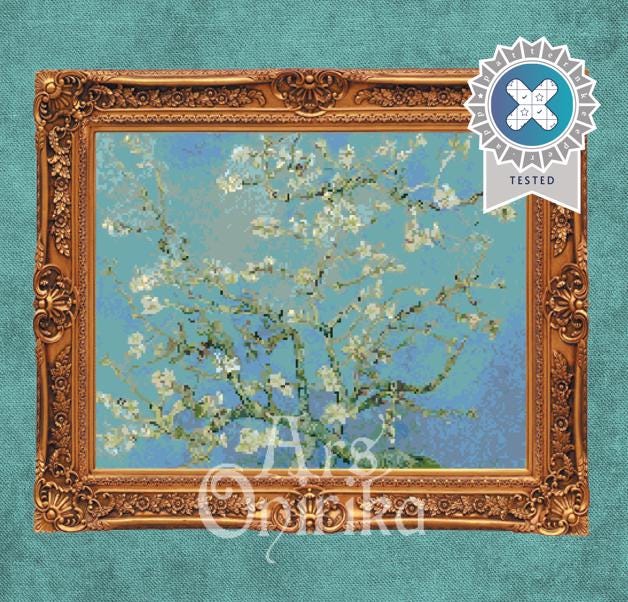 Van Gogh Almond Blossom Cross Stitch Pattern – Classic Art (PDF) - ADVANCED LEVEL