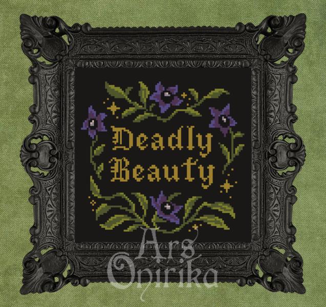 Deadly Beauty Cross Stitch Pattern – Witchy Belladonna Embroidery (PDF) - EASY LEVEL