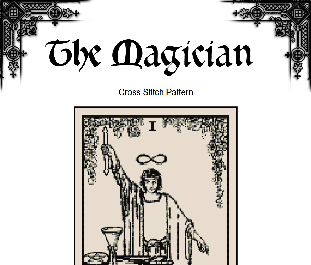 The Magician Tarot - Cross Stitch Pattern - Major Arcana Raider Waite - INTERMEDIATE LEVEL