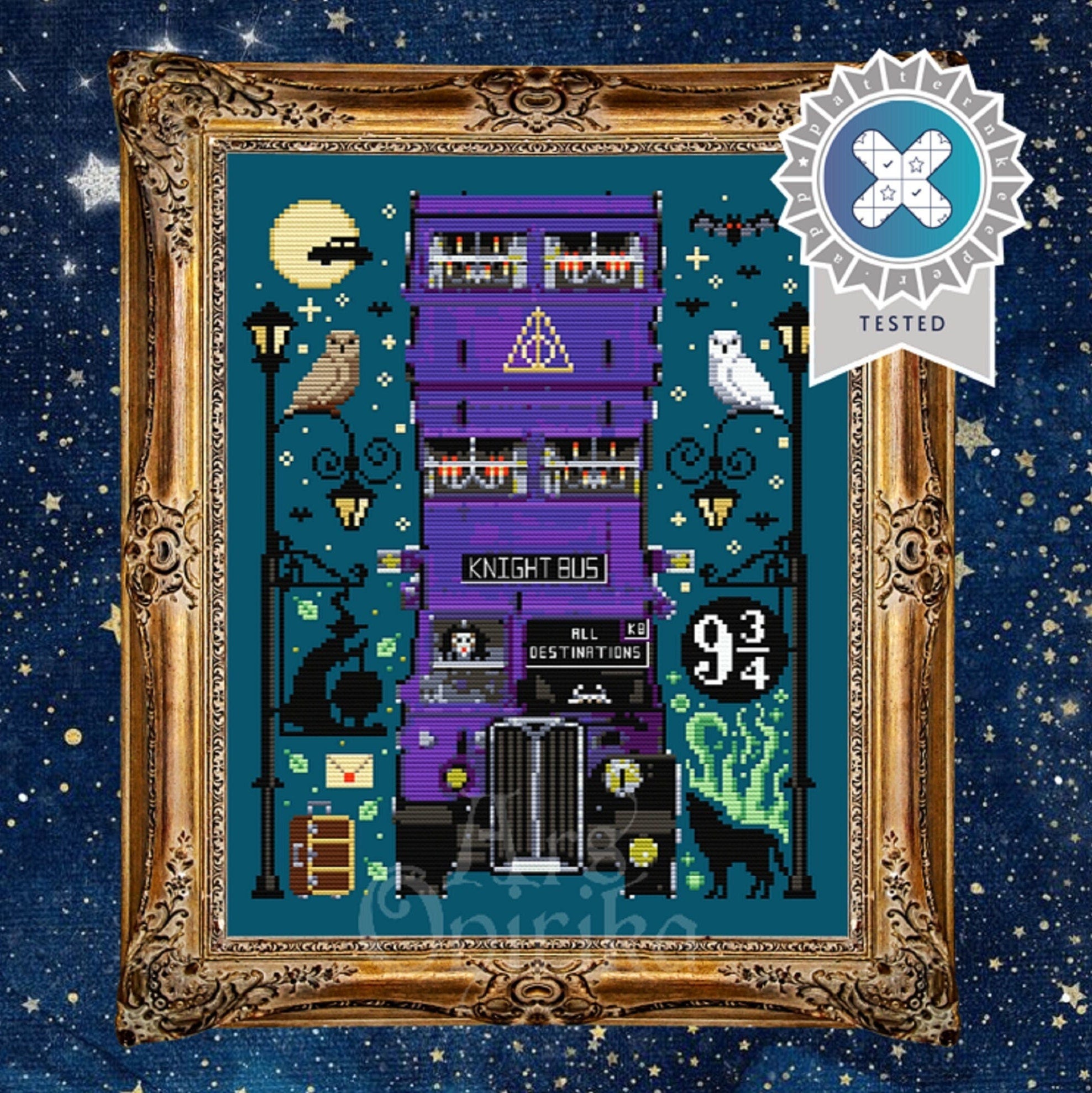Knight Bus Cross Stitch Pattern – Fantasy Night Ride (PDF) - INTERMEDIATE LEVEL