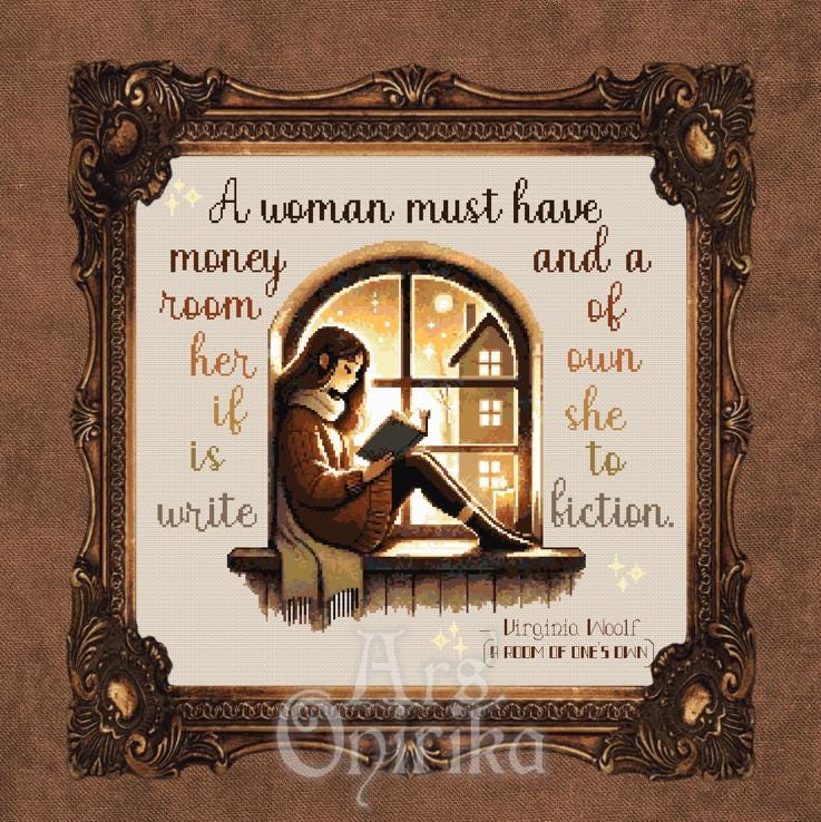 Virginia Woolf Cross Stitch Pattern (PDF) - Feminist Literary Quote - INTERMEDIATE LEVEL