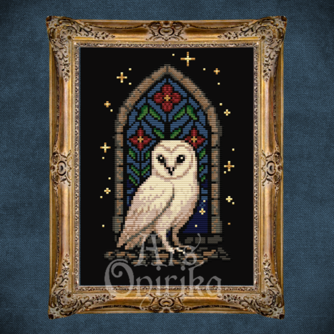 Cathedral Owl Cross Stitch Pattern (PDF) – Medieval Sampler - EASY LEVEL