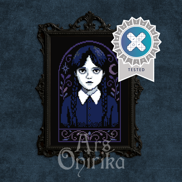 Wednesday Cross Stitch Pattern - Witchy Gothic Merlina (PDF) - EASY LEVEL