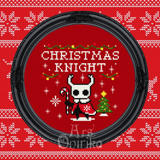 Christmas Knight Cross Stitch Pattern – Hollow Fantasy Gamer (PDF) - EASY LEVEL