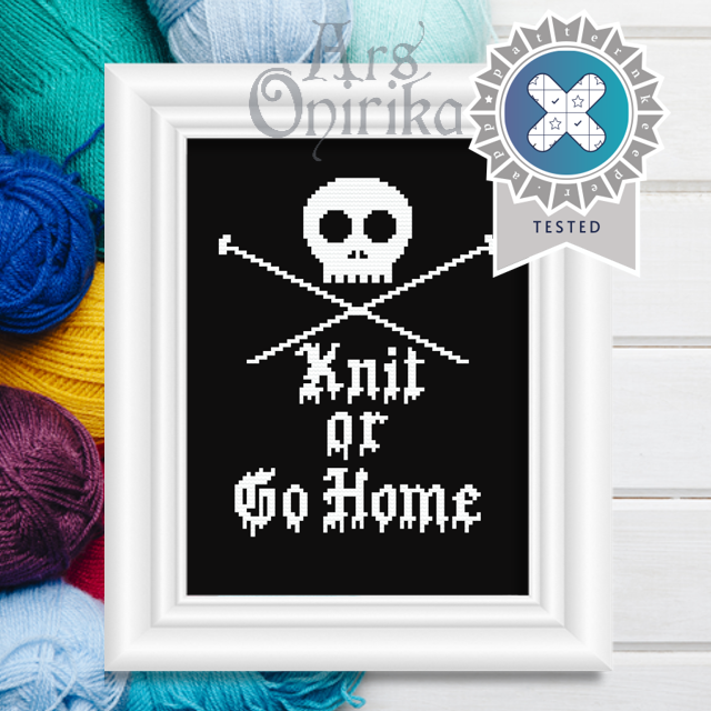 Knit or Go Home Cross Stitch Pattern | Gothic Knitting Quote (PDF) - EASY LEVEL