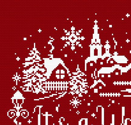 Qué Bello Es Vivir Christmas Cross Stitch Pattern – Holiday Winter Village Scene (PDF) - INTERMEDIATE LEVEL