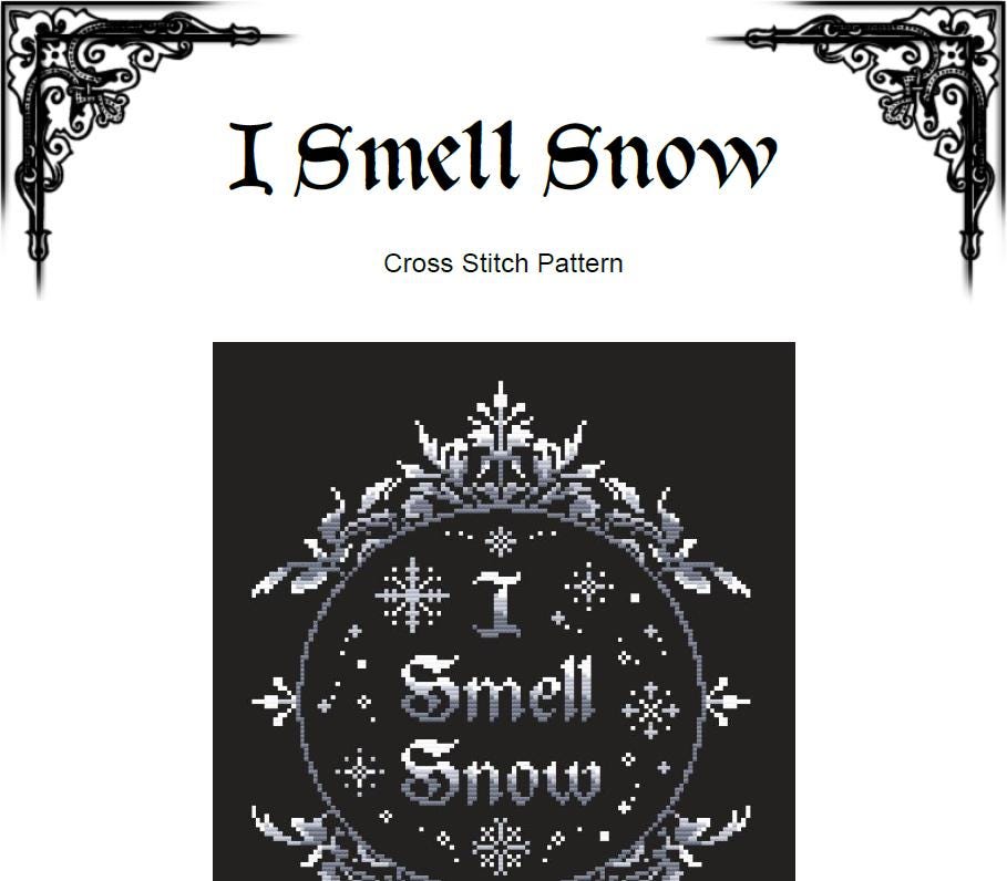 I Smell Snow Cross Stitch Pattern – Winter Gilmore Quote (PDF) - EASY LEVEL