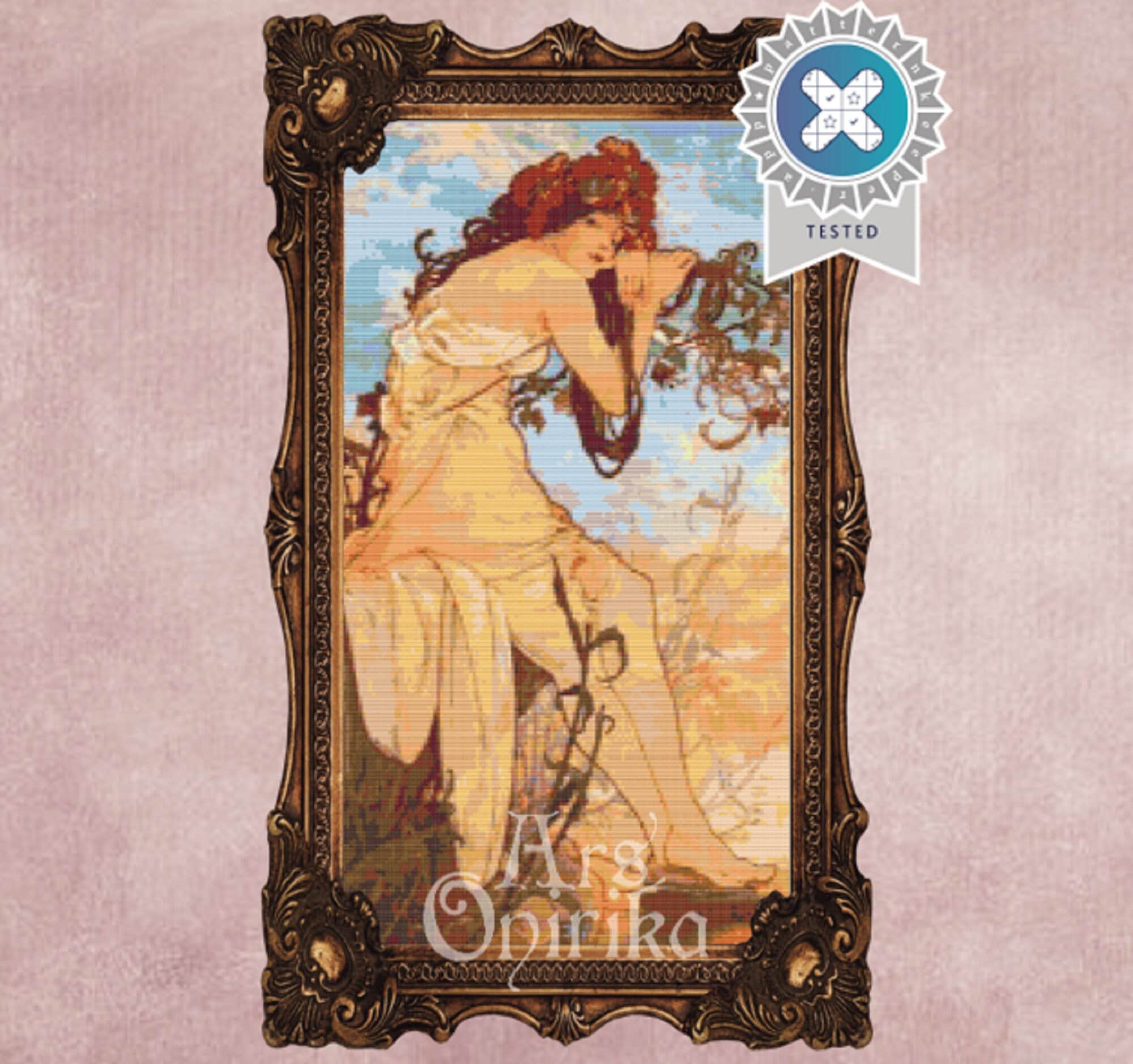 The Summer Cross Stitch Pattern - Alphonse Mucha Style - Art Nouveau Embroidery - ADVANCED LEVEL
