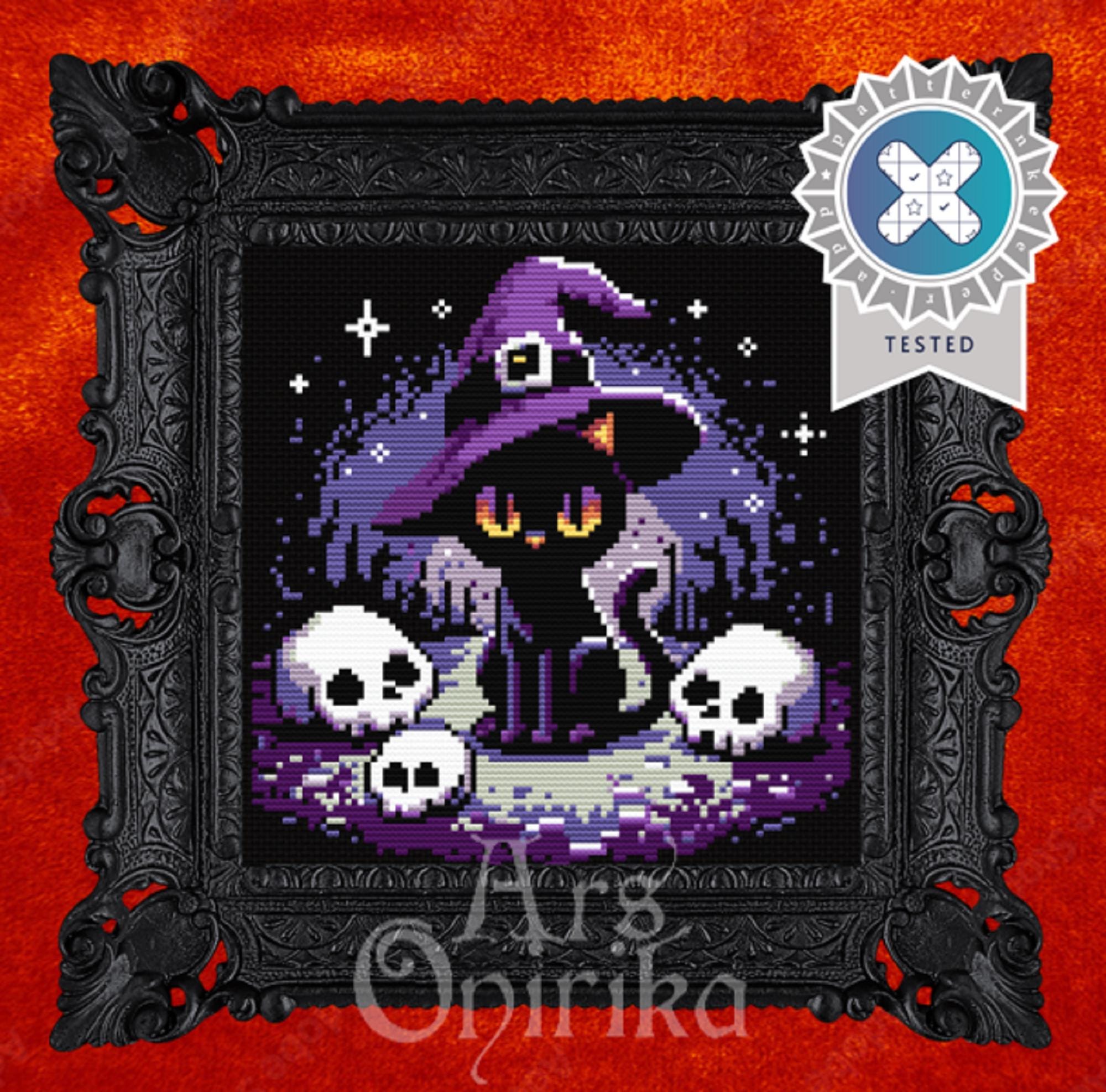 Mystic Black Cat - Cross Stitch Pattern - INTERMEDIATE LEVEL