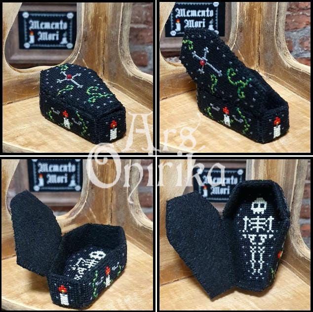 Coffin 3D Cross Stitch Pattern – Gothic Reliquary Box (PDF) - INTERMEDIATE LEVEL