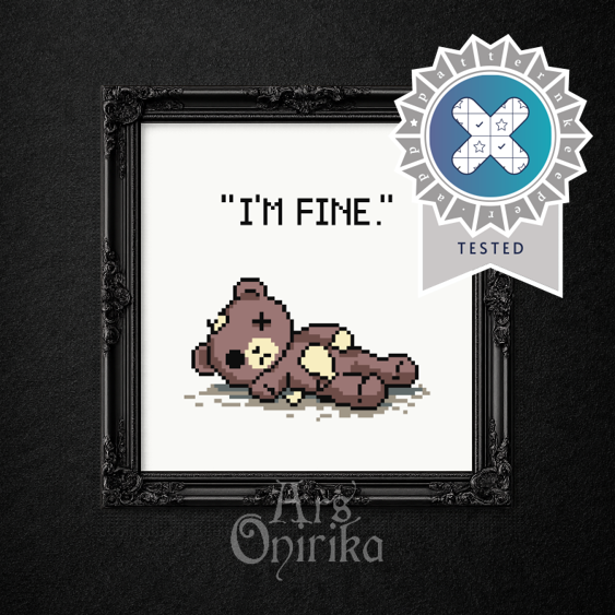 I’m Fine Cross Stitch Pattern – Dark Humor Gothic Embroidery (PDF) - EASY LEVEL