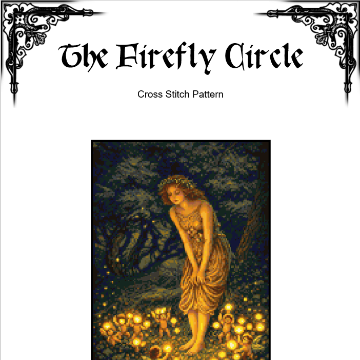 The Firefly Circle Cross Stitch Pattern - Whimsical Folklore (PDF) - INTERMEDIATE LEVEL