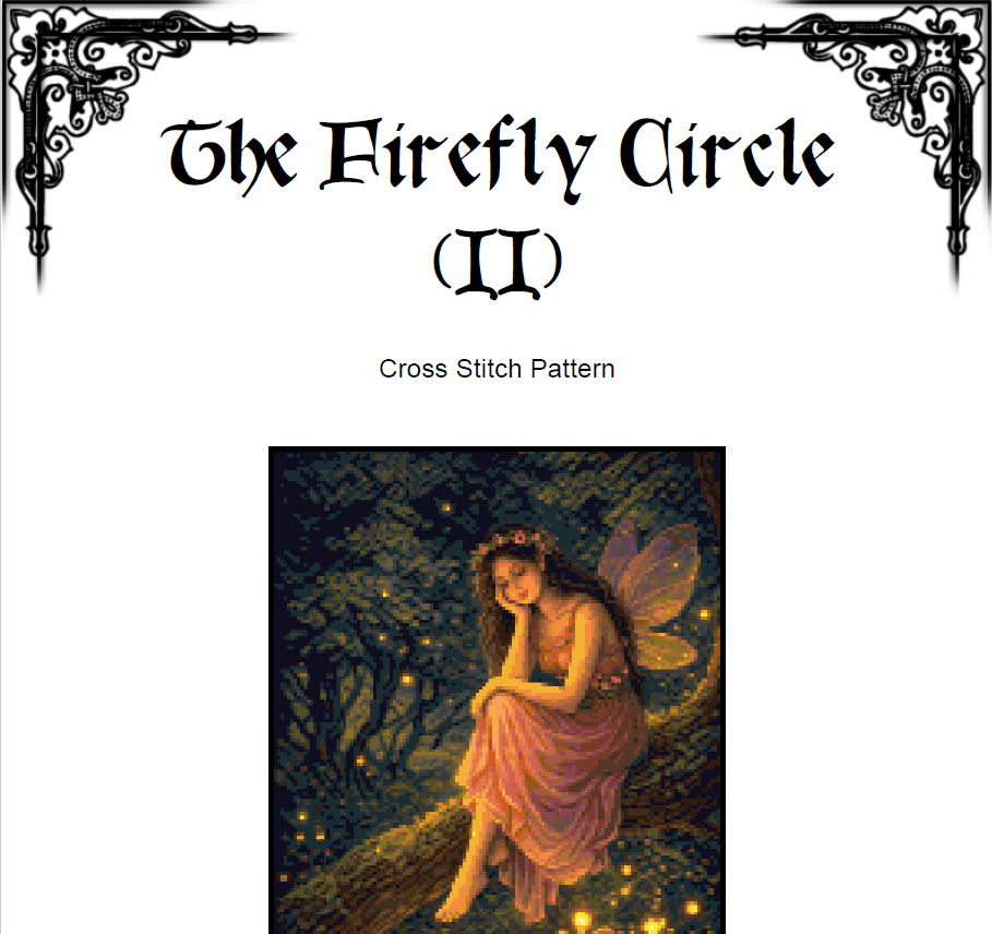 The Firefly Circle (II) Cross Stitch Pattern - Whimsical Folklore (PDF) - INTERMEDIATE LEVEL