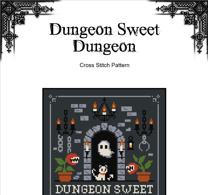 Dungeon Sweet Dungeon Cross Stitch Pattern - Spooky Halloween (PDF)