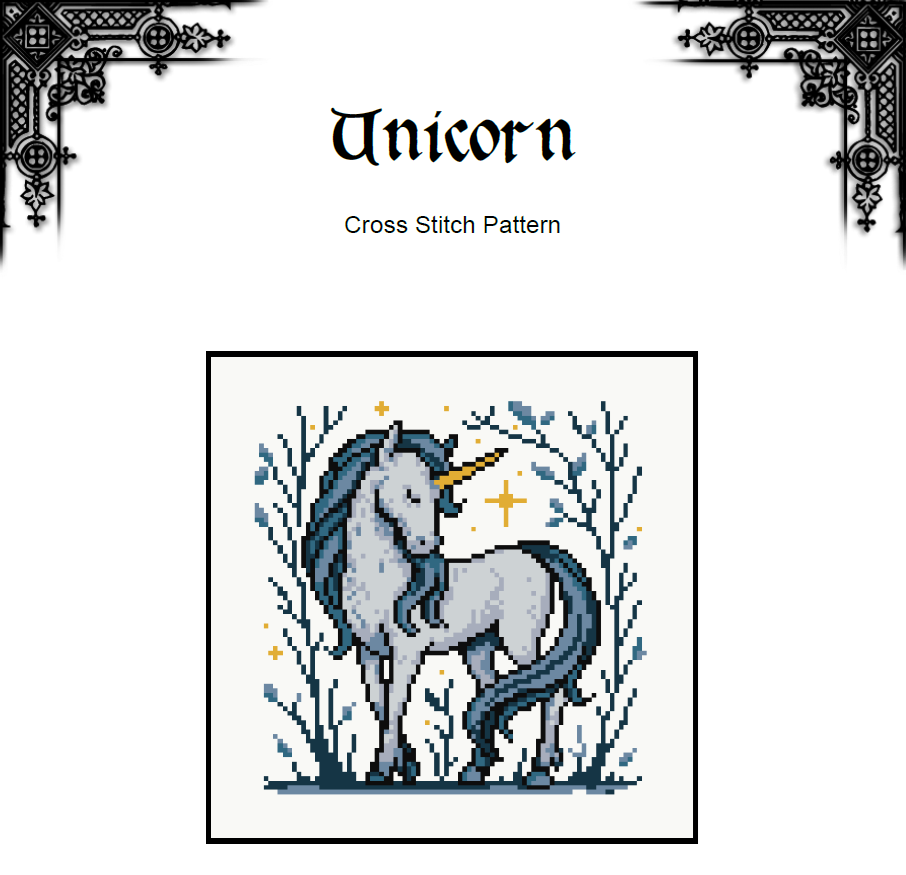 Unicorn Cross Stitch Pattern - Part of a Bundle (PDF)