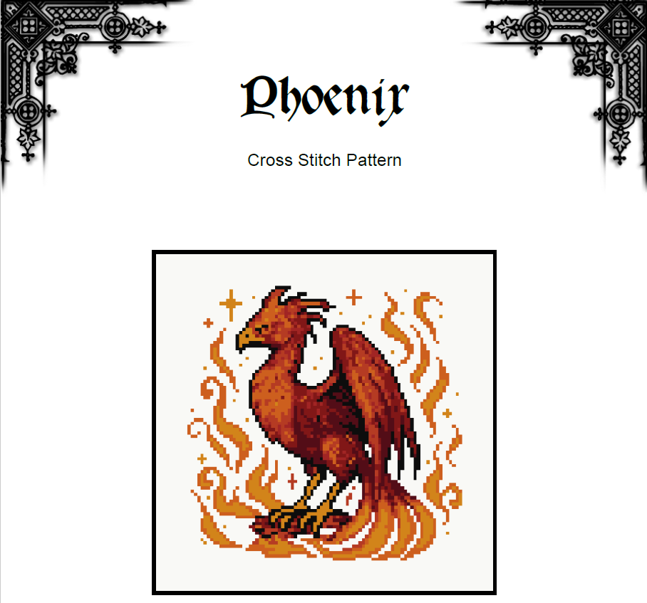 Phoenix Cross Stitch Pattern - Part of a Bundle (PDF)