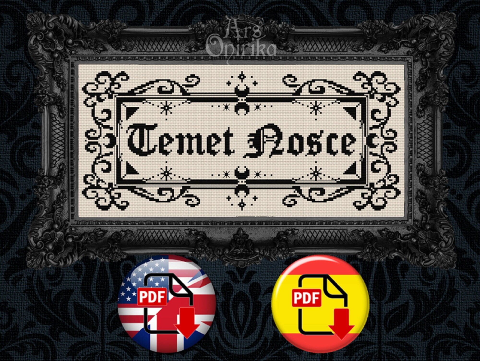 Temet Nosce Cross Stitch Pattern – Matrix Latin Quote (PDF) - EASY LEVEL