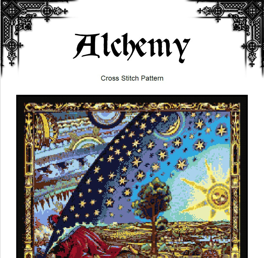 Flammarion Illustration Cross Stitch Pattern (PDF) - Alchemy Astronomy - INTERMEDIATE LEVEL