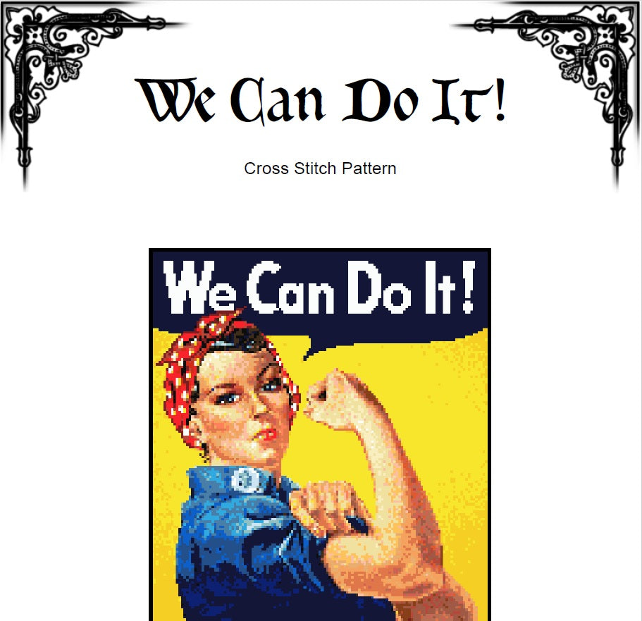 Rosie the Riveter Cross Stitch Pattern (PDF) – Feminist Design - INTERMEDIATE LEVEL