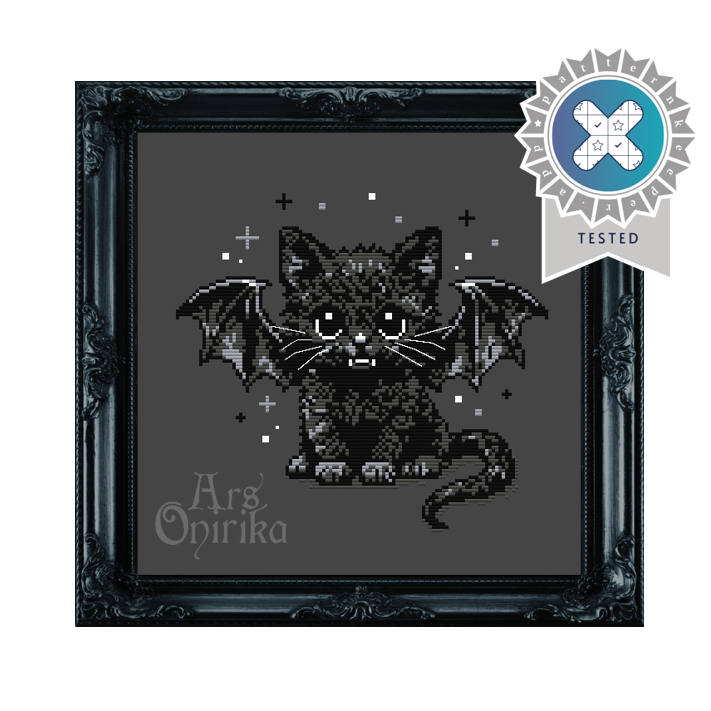 Vampy Kitten Cross Stitch Pattern – Cute Gothic Embroidery (PDF) - EASY LEVEL