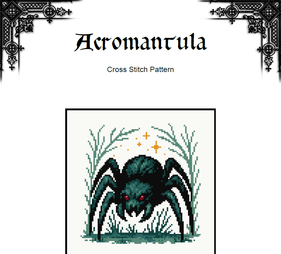 Acromantula Cross Stitch Pattern - Part of a Bundle (PDF)