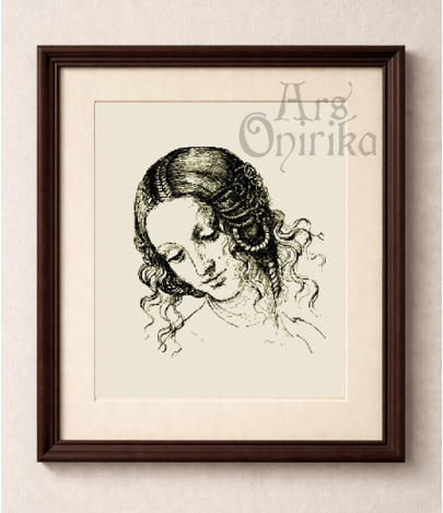 Leonardo Da Vinci Cross Stitch Pattern – La Scapigliata Embroidery (PDF) - INTERMEDIATE LEVEL