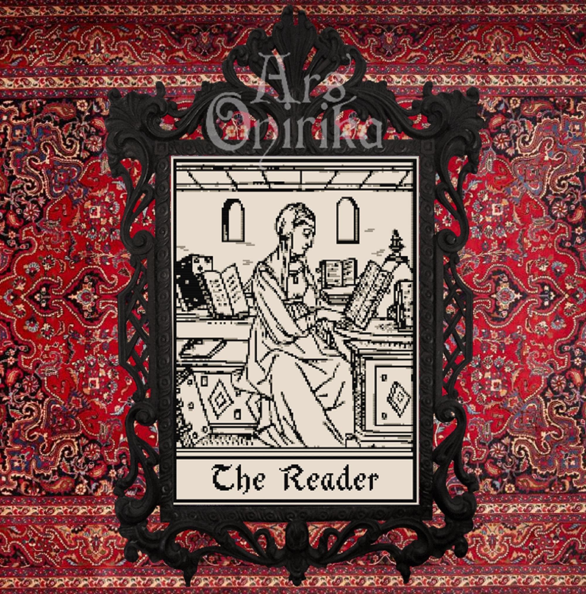 Medieval Reader Cross Stitch Pattern – Gothic Tapestry Design (PDF) - INTERMEDIATE LEVEL