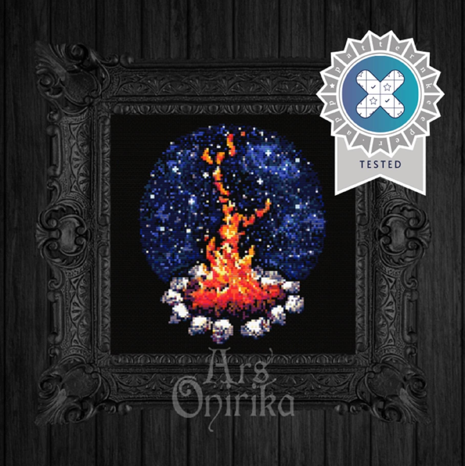 Bonfire Cross Stitch Pattern - Cozy Fireplace (PDF) - INTERMEDIATE LEVEL