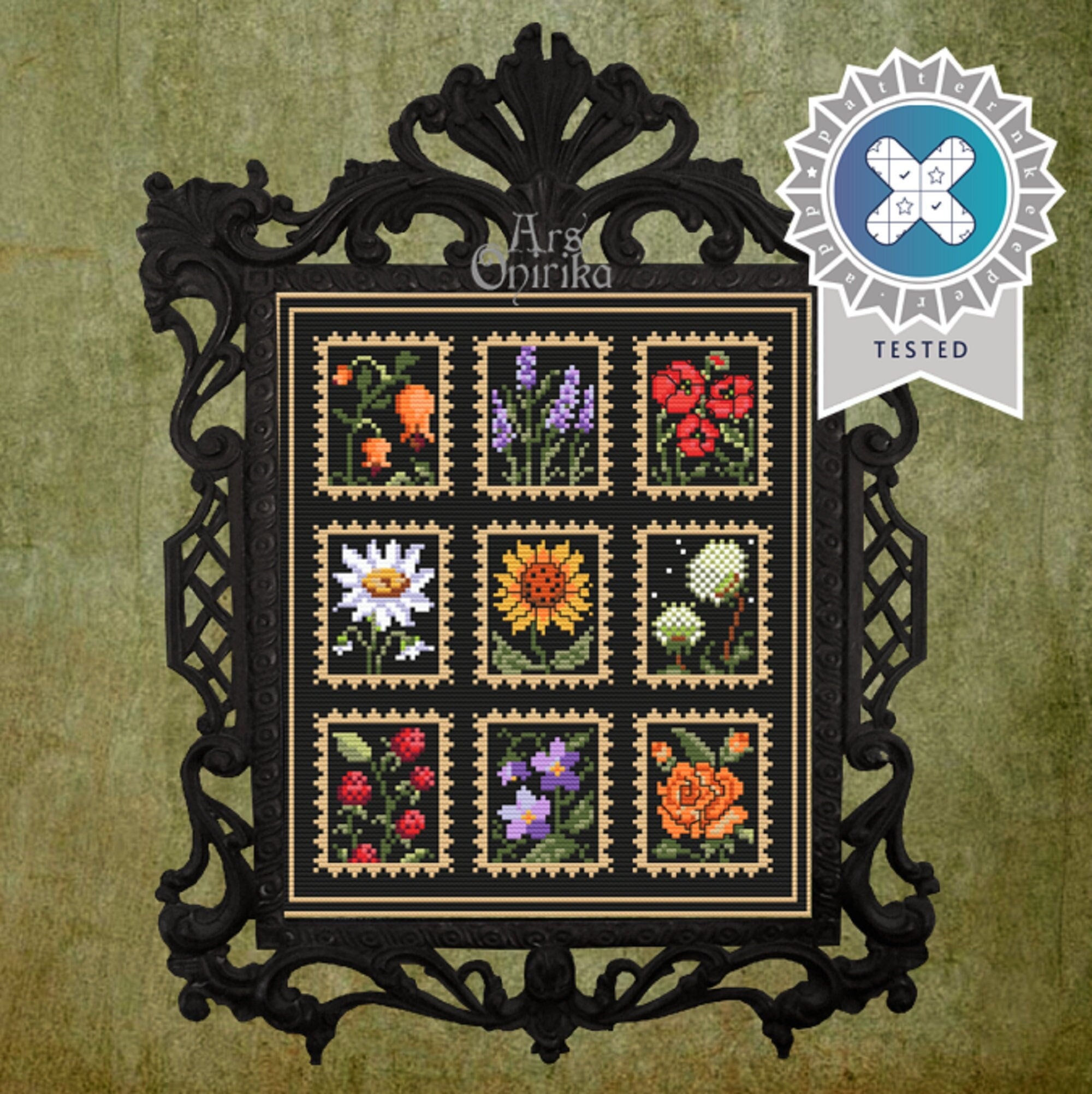 Wildflowers Cross Stitch Pattern - Vintage Botanical Postage (PDF) - INTERMEDIATE LEVEL
