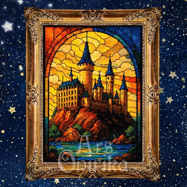 Wizarding Castle Cross Stitch Pattern (PDF) – Stained Glass - INTERMEDIATE LEVEL