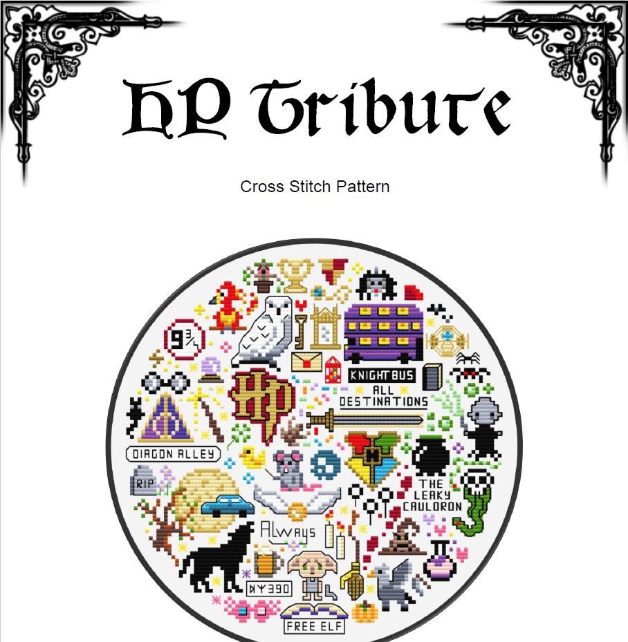 HP Magic Cross Stitch Pattern – Wizard Tribute (PDF) - EASY LEVEL
