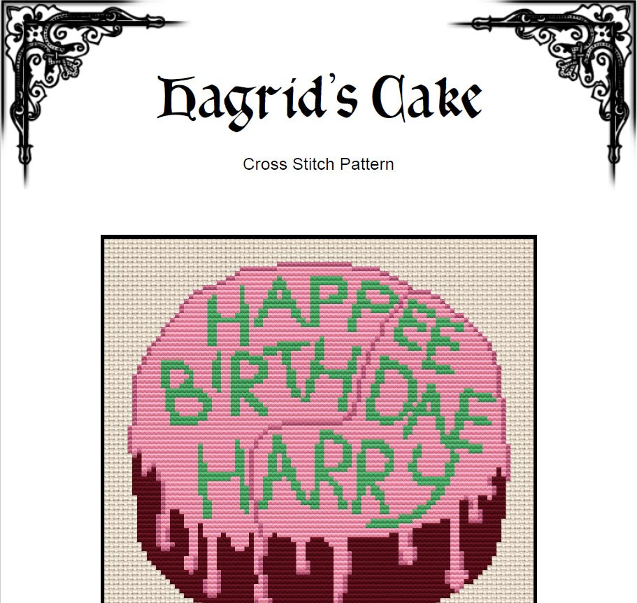 Happee Birthdae Magic Cake - Cross Stitch Pattern (PDF) - EASY LEVEL
