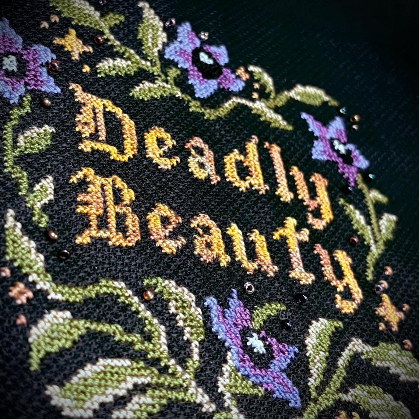Deadly Beauty Cross Stitch Pattern – Witchy Belladonna Embroidery (PDF) - EASY LEVEL
